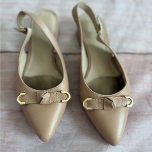 Cole Haan Women's Menlo Skimmer Brush Leather Slingback Flats W22640 Size 8b